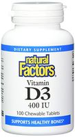 Natural Factors, Vitamin D3 400 IU, Supports Strong Bones, Teeth and Immune Function, 100 tablets (100 servings)