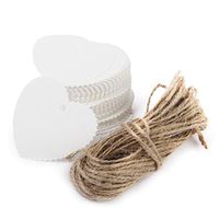 Exceart 100pcs Kraft Paper Tags Gift Tags Heart Shaped Hanging Label Wedding Party Syupplies with 10M Rope (White)