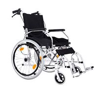 YL Foldable Medical Wheelchair Manual, Large 20" Durable PU Wheel Brakes 6" Casters Pockets Footrest,Foldable Aluminium Frame Transport Wheelchairs, Black
