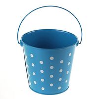 Polka Dot Metal Pail Buckets Party Favor, 5-inch (Turquoise)