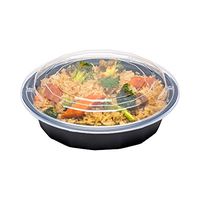 Asporto Microwavable To-Go Container - BPA Free PP Round Take Out Food Container with Clear Plastic Lid - Catering & Takeout - 24 oz - Black - Plastic - Disposable - 100ct Box - Restaurantware