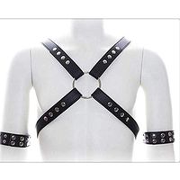 Lsinyan Men's Straps Adjustable Design Leather Tights Body Comfortable and Soft Chest Harness Lapel Costume
