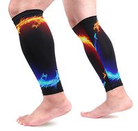 LEVEIS Blue and Red Fire Dragons Calf Compression Sleeves 1 Pair, Leg Performance Support for Shin Splint Calf Pain Relief Men & Women Guards Sleeves for Running Cycling