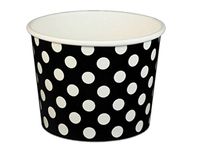 Black Cat Avenue Paper Ice Cream Cups, Polka Dot, Black, 16 Ounce, 50 Count