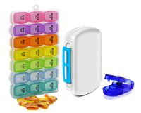 Tablet Cutter and Pill Organizer, Medicine Planner/Reminder, Vitamin Container for Small, Medimum Larger Size Pill (828)