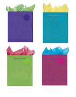 All Occasion Party Gift Bags - Set of 4 Large Glitter Gift Bags w/Tags & Tissue Paper