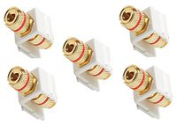 C&E CNE443077 Keystone Binding Post/Banana Jack Red Band, White, 5-Pack