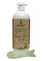 Jade Healing Stone Fish Gua Sha & 32oz Massage Cream Kit by Jadience: Myofascial Therapy Tool | Muscle Joint Topical Analgesic | Natural Tension Relaxer for Body Pain Relief & Scar Treatment