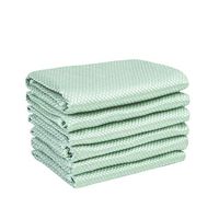 Microfiber Cleaning Cloth for Wine Glass, Dishes, Mirrors，Windows，Car Surface, Stainless Steel Appliances. High Efficiency Polishing Towels,16Inch X 16Inch, Pack of 6(Green)