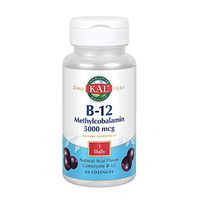 KAL B-12 Methylcobalamin 5000 mcg Lozenges | Natural Acai Flavor | Healthy Metabolism, Energy, Nerve & Red Blood Cell Support | 60 Lozenges