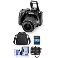 Pentax K-70 DSLR with SMC DA 18-55mm f/3.5-5.6 AL WR Lens, Black - Bundle with Camera Case, 16GB SDHC Card, Cleaning Kit, Memory Wallet