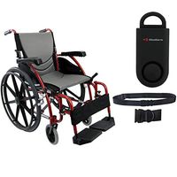 Karman S-Ergo 115 Ultra Lightweight Ergonomic Wheelchair | Seat Size 18" X 17" | Swing Away Footrest | Fixed Wheels and Mag Wheels in Red & Free 130 dB Black Safety Alarm! + Black Belt!