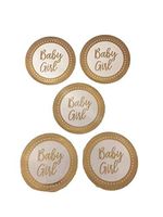 Neviti Patternworks White and Gold Foil Baby Shower Party Favor Stickers (Pkg 25) (Girl)