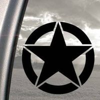 WWII Jeep Army Marines - Vinyl 4" wide (Color: BLACK) decal laptop tablet skateboard car windows stickers - by So Cool Stuff