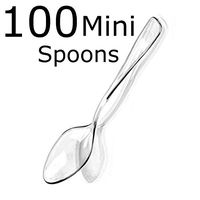 Zappy 100 Clear Plastic Mini Spoons 3.75" Plastic Spoon Small Spoon Great Dessert Spoon or Ice Cream Spoon Disposable Plastic Spoons Mini Tasting Spoons Dessert Spoons Flatware Appetizer Spoons (100)