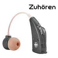 Zuhören Digital Hearing Amplifier with 6 Color Options. BTE (Behind-The-Ear Style) Sound Enhancer Amplifier. Come with 4 Sizes of Ear Buds. The P13 Cell Battery Last up to 95 Hours. (Sliver Black)