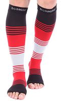 Doc Miller Premium Open Toe Compression Sleeve Dress Series 1 Pair 20-30mmHg Strong Support Graduated Sock Pressure Sports Running Recovery Shin Splints Varicose Veins (BlackRedGray, Small)