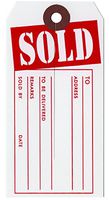 White/Red Sold Tags - Box of 1,000 (4.75" x 2.5")