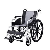 Wheelchair, Aluminum Collapsible Light Mobile Device with Rear Storage Bag Inflatable Tire Double Brake for Elderly/Disabled