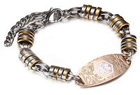 JF.JEWELRY Stainless Steel Elliptic Etching Tags Medical Alert ID Bracelet for Women,Free Engraving