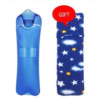 2000ML Large PVC Hot Water Bottle Long Style Hot Water Bag for Pain Cold with Cover Large Size (Color : Blue)