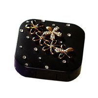 Stylish Contact Lens Case Square Lenses Holder Box Travel Kit Case Crystal Black