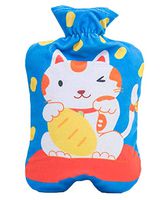 1000ML Classic PVC Cold or Hot Water Bottle with Soft Plush Cover - Fortune Cat