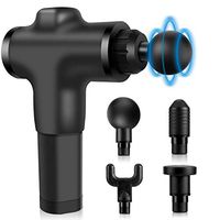 Percussion Massage Gun, Muscle Therapy Gun, Hand Held Body Deep Muscle Massager with 6 Adjustable Speed, 4 Types of Massage Heads, Quiet & Comfortable Muscle Soreness Relieves（Black）