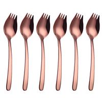 Sporks 6 Pack Stainless Steel Sporks Everyday Use, Camping Backpacking Utensils, Spaghetti Salad Dessert Heavy Duty Flatware Set (Rose Gold)