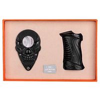 CIGARLOONG Cigar Lighter Set Black Skull Sharpening Blade Engraved Cigar Cutter and Refillable Butane Retro Lighter