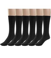 Silky Toes 3 or 6 Pk Men's Diabetic Non-Binding Cotton Dress Socks, Multi Colors Also Available in Plus Sizes… (9-11, Black - 6 Pairs)