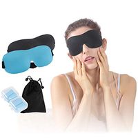 3D Sleep Eye Mask Cover, Atrest Unisex Girls Contoured Comfortable Lightweight Breathable Light Blocking Sleeping Eyeshade Blinfold with Free Ear Plugs for Meditation Nap, 2 Pack, Black/Blue