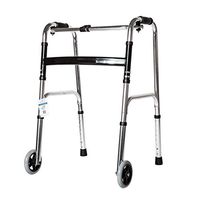 Elderly Disabled Sports Training, Wheeled Walking Frame Foldable (Color : Silver)