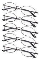 5-Pack Oval Reading Glasses with Titanium Memory Bridge and Spring Hinges Gunmetal +0.75