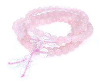 The Art of Cure Healing Jewelry & Mala meditation beads (108 beads on a strand) (pink rose quartz)