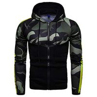 Men's Athletic Fit Full Zip Camouflage Print Sweatshirt Hoodie Sport Gym Hooded Pullover Tops Kingfansion