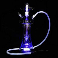 Kumiy Smoke Starter Series: 20.8" 1 Hose Hookah Combo Kit Set with Light, Glass Shisha Narguile A Whole Set of Sheesha for Water Smoking, 1 Pro Lounge Hoses