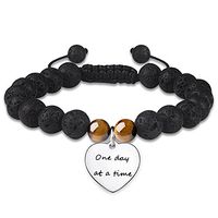 Tarsus Essential Oil Bracelet for Women Essential Oils Beads Bracelets Healing Anxiety Lava Stone Rock Diffuser Beaded One Day at A Time 8mm Adjustable
