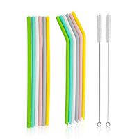 Duttek (12PACK)10" Silicone Straws for 30oz Tumblers Yeti/Rtic+2Pcs Brushes - Reusable Silicone Drinking Straws BPA Free with Cleaning Brushes - Extra Long