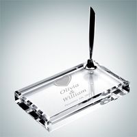 Personalized Crystal Heart Silver Pen Set