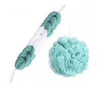 Rope Handles Back Scrubber Bath Mesh Sponge Exfoliating£¬Sea blue