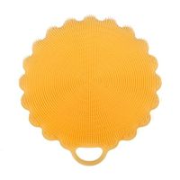 Amiley Antibacterial Silicone Dish Scrubber Dishwashing Cleaning Brush Carnationy Fruit and Vegetable Washer Heat Insulation Pad For Kitchen Wash Pot Pan Dish Bowl (Orange)