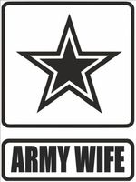 Army Wife Star Vinyl Decal Car Window Wall Laptop Sticker, Die cut vinyl decal for windows, cars, trucks, tool boxes, laptops, MacBook - virtually any hard, smooth surface
