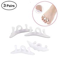 VIEEL 3 Pairs Gel Toe Separator, Gel Bunion Corrector Toe Straighteners Flexible Gel Toe Corrector for Dancers, Yogis, Athletes, Claw Toes, Crooked Toes for Men or Women (White)
