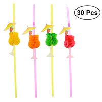 BESTOYARD 30pcs Goblet Honeycomb Straws 3D Cocktail Drinking Straw Hawaiian Luau Tropical Party Supplies