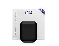i12 TWS Bluetooth 5.0 Earphone Smart Touch Wireless Headphones with Siri and Pop Up Window (Black)