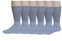 Differenttouch 6 Pairs Men's Loose Fit Top Diabetic Diabetes Crew Socks (13-15, Grey)