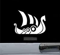 JS Artworks Drakkar Viking Transport Ship Vinyl Decal Sticker White