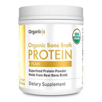 Organic Bone Broth Protein Powder by Organixx - Keto Shake, Low Carb Protein Powder, Gluten Free, Paleo Protein Powder, Non-GMO - (Plain) - 15.5 oz
