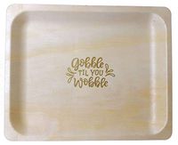Perfect Stix 10" Disposable Wooden Plates with Thanksgiving Theme Print"Gobble Til You Wobble"- Pack of 25ct, Gobble Plates